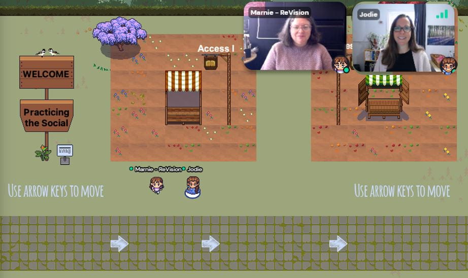 screen capture of two users on the Gather Town platform